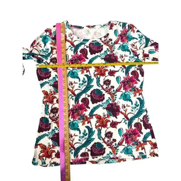 T by Talbots Women’s Floral Long Sleeve Top Shirt Size L Bright Multicolor Pr - Picture 5 of 6